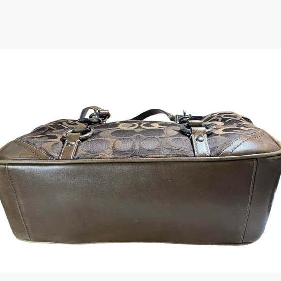 Coach Gallery Optic Signature Tote Bag Vintage Chocolate Monogram Canvas EUC - Picture 6 of 16